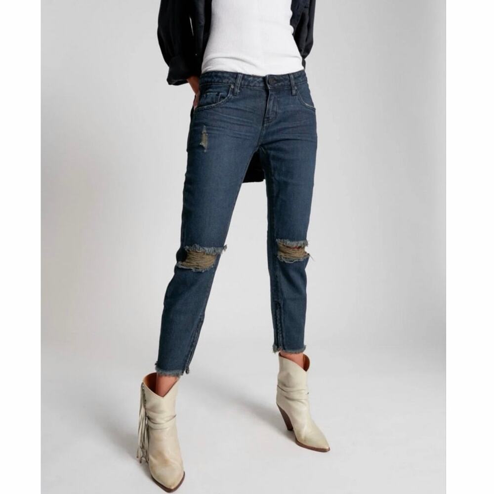 NWT One Teaspoon Sz 26 Fox Black Freebirds Low Waist Skinny Ripped Denim Jeans
